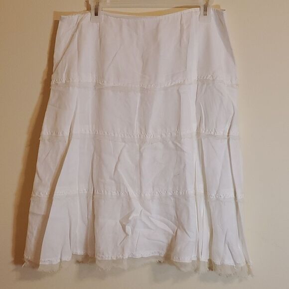 Gianni Bini white linen raw edge skirt size 10 - Picture 1 of 8